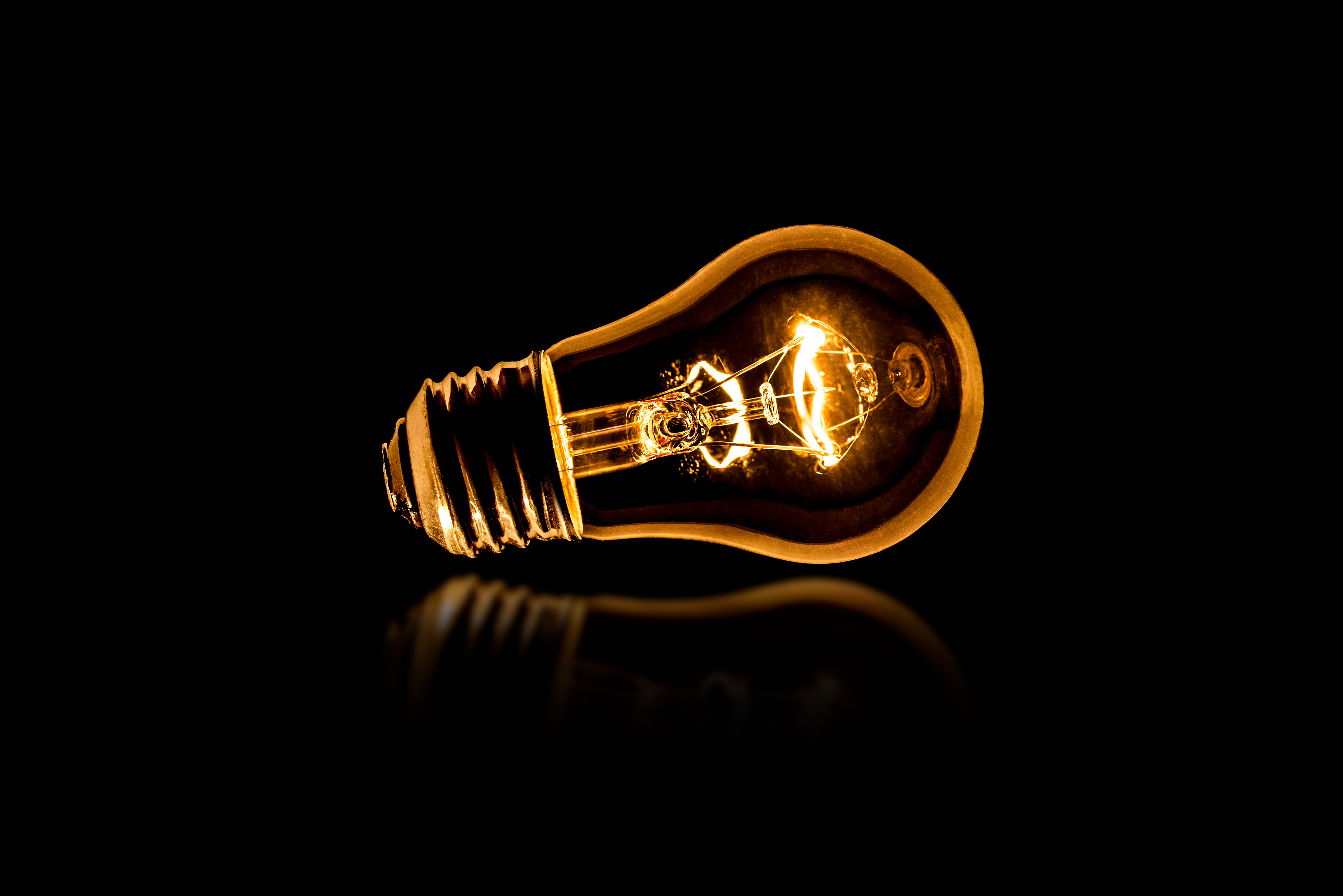 Lit light bulb, light